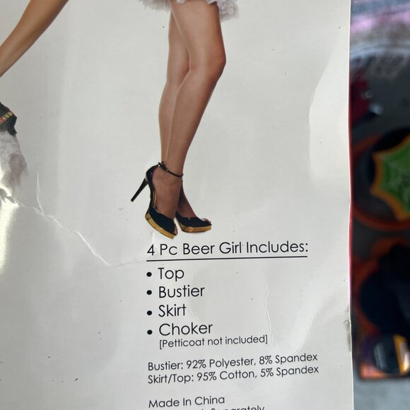 Seven 'til Mignight Costume Women Size M/L 4 Pcs Beer Babe W/ Top, Bustier & Top - Picture 4 of 6